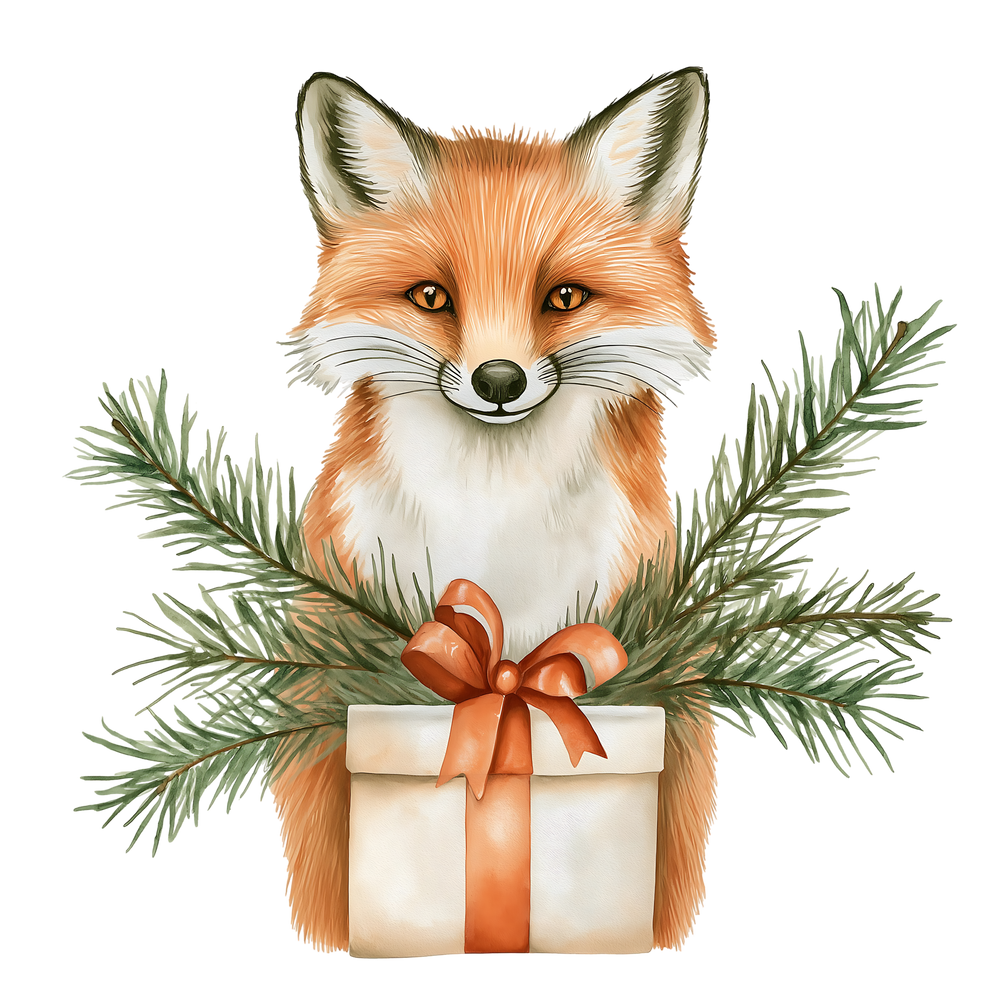 Cute Woodland Fox with Gift Box Shirt design
