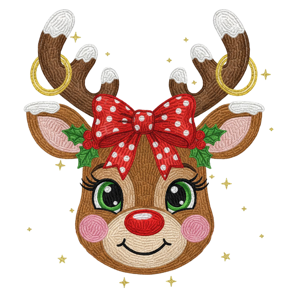 Cute Girl Reindeer Face Shirt design