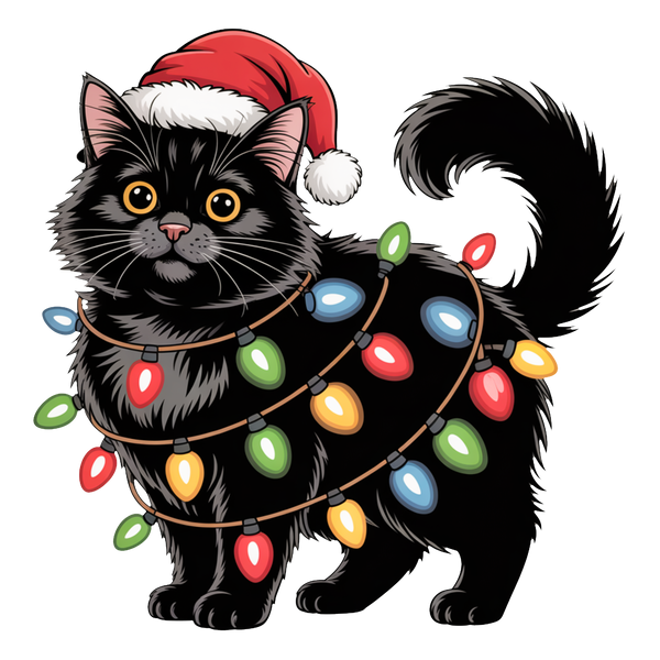 Black Cat Christmas Lights Shirt