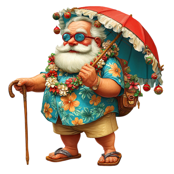Beach Christmas Santa with Umbrella Shirt