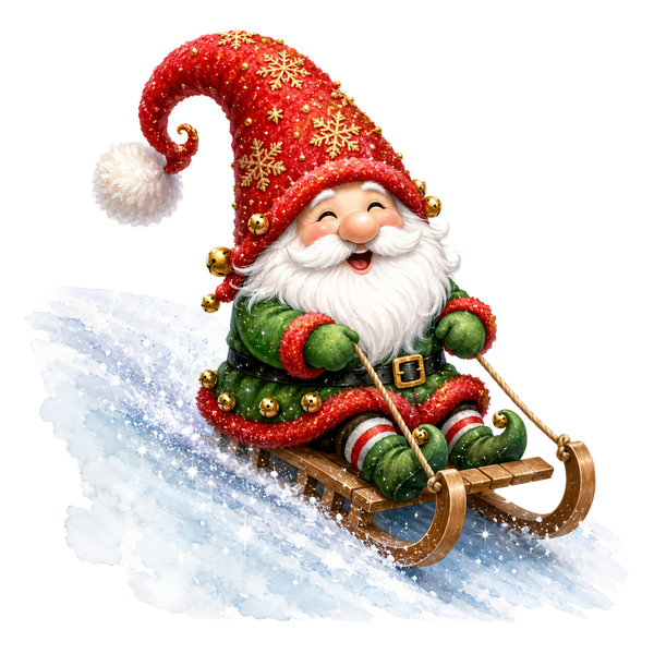 Christmas Gnome on Sled Shirt